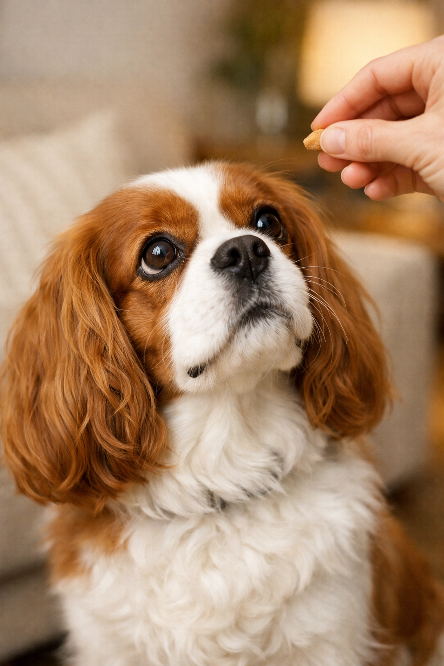 Healthy therapy-quality Cavalier King Charles Spaniel displaying calm temperament in Oregon.