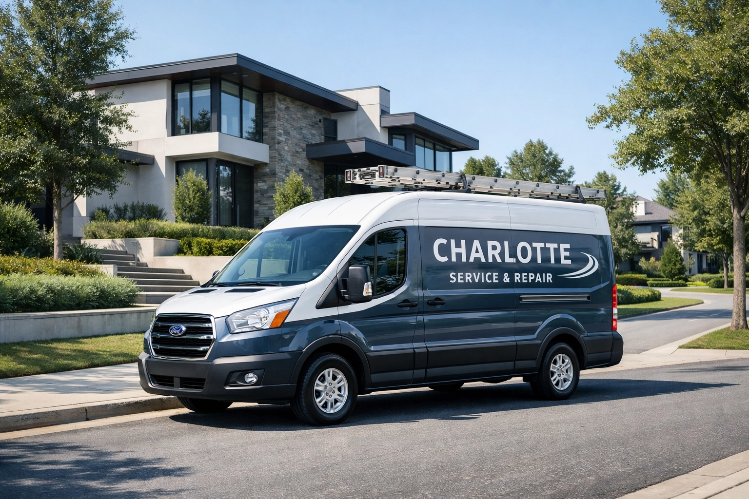 Clean service vehicle in Charlotte NC, demonstrating high-value home service franchise operations.