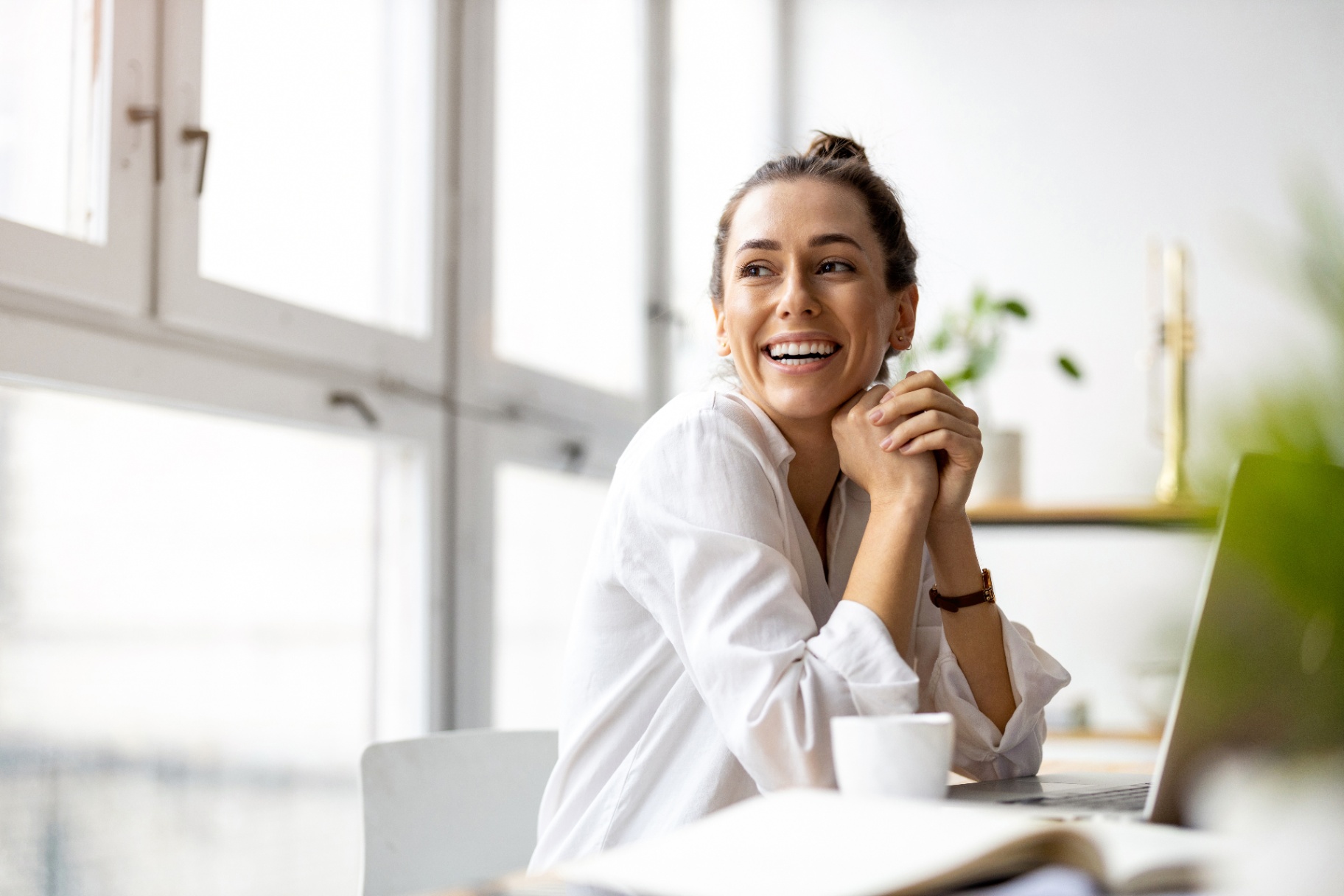 Relaxed Business Professional at Workspace