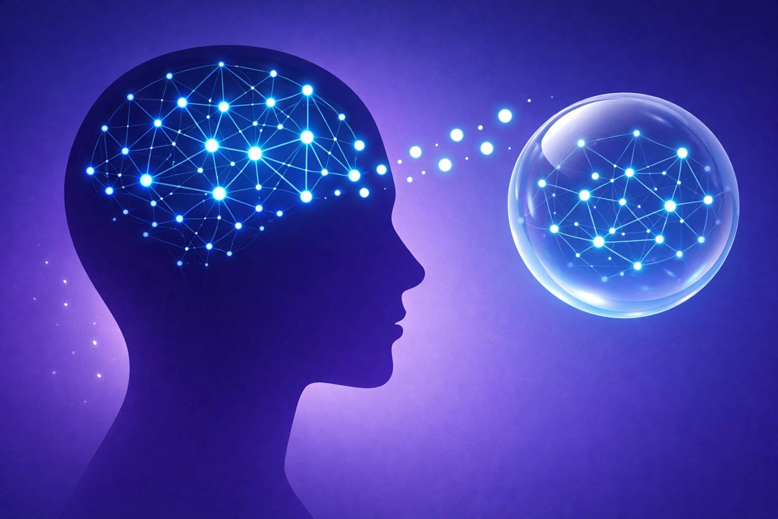 Digital illustration of a second brain offloading thoughts to manage cognitive load and invisible disabilities.