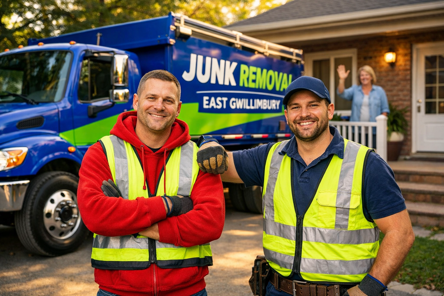 Professional Junk GTA team with a removal truck providing stress-free decluttering services in East Gwillimbury.