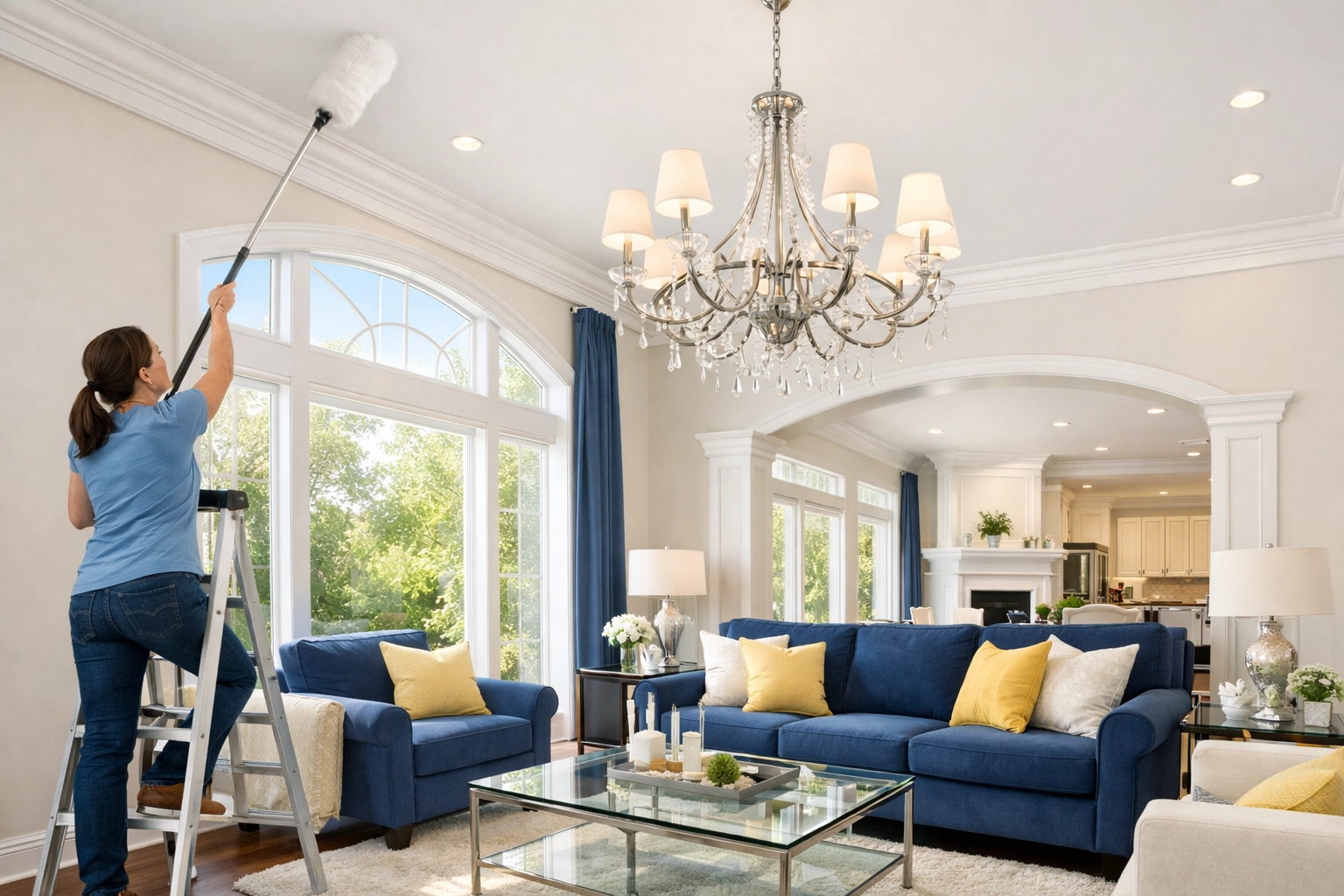 Pristine living room showing top-to-bottom move-out cleaning Worcester MA for a spotless property.