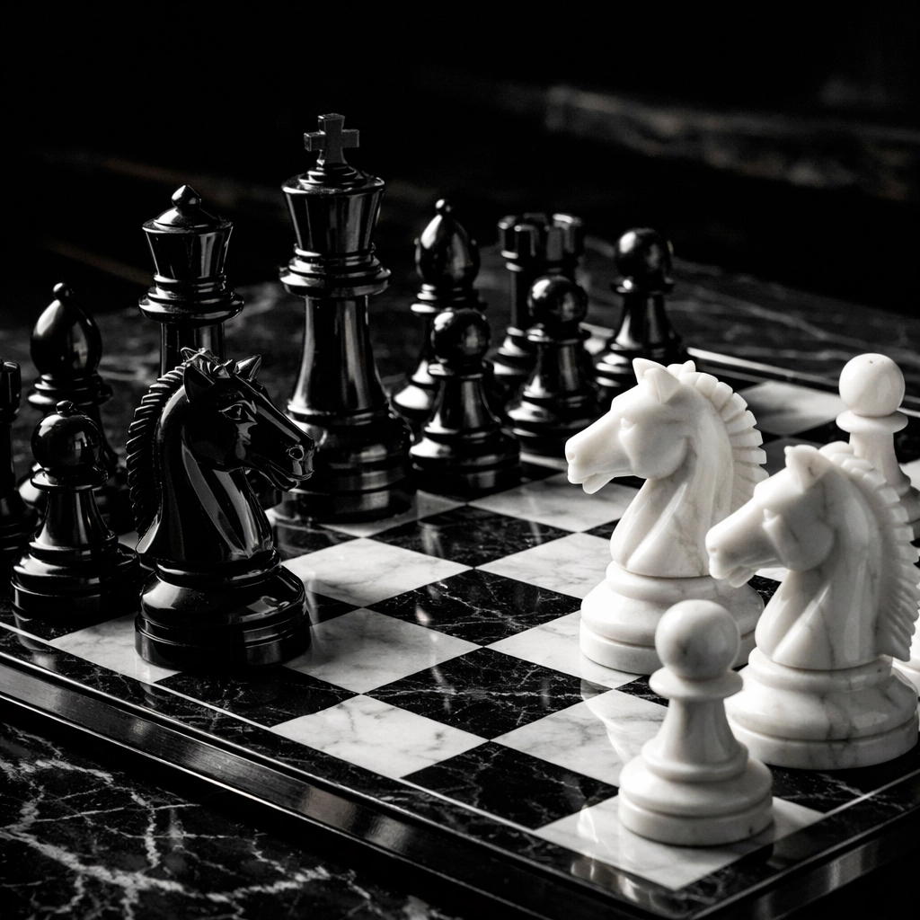 Strategic chessboard symbolizing defined roles and leadership in company governance.