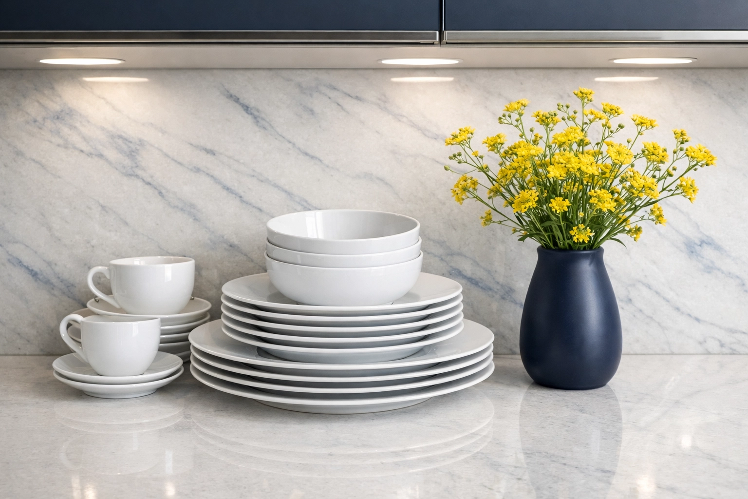 Spotless luxury kitchen in Belmont featuring polished quartz countertops and professional cleaning results.