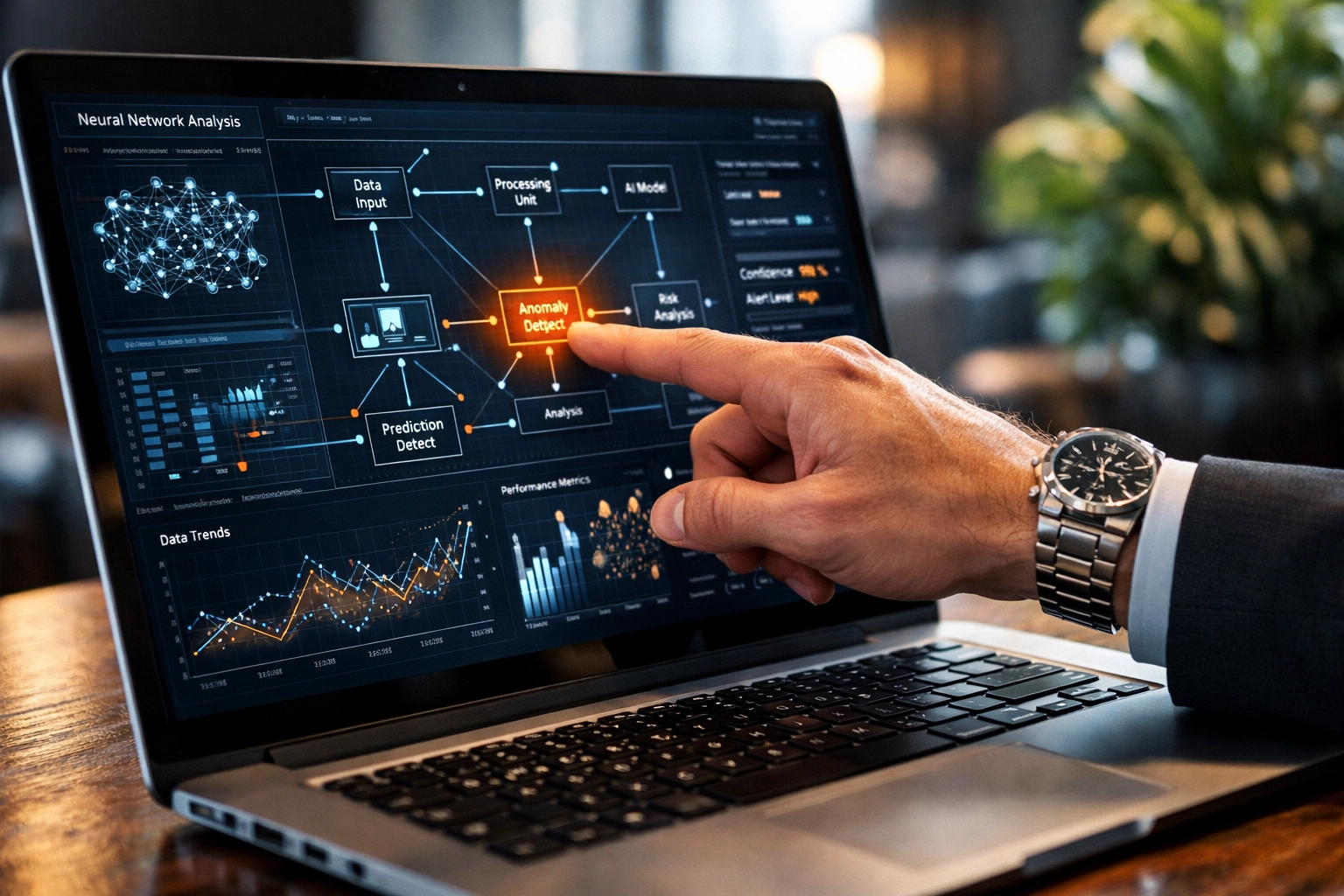 Close-up of an AI-driven data dashboard representing workforce talent mapping and business analytics.