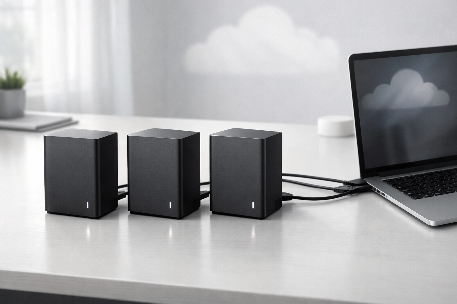 Multiple backup hard drives showing redundant data protection for tax professionals