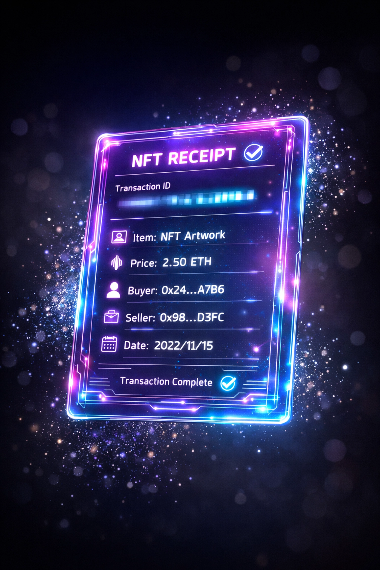 NFT receipt on blockchain providing digital proof of purchase for customer loyalty