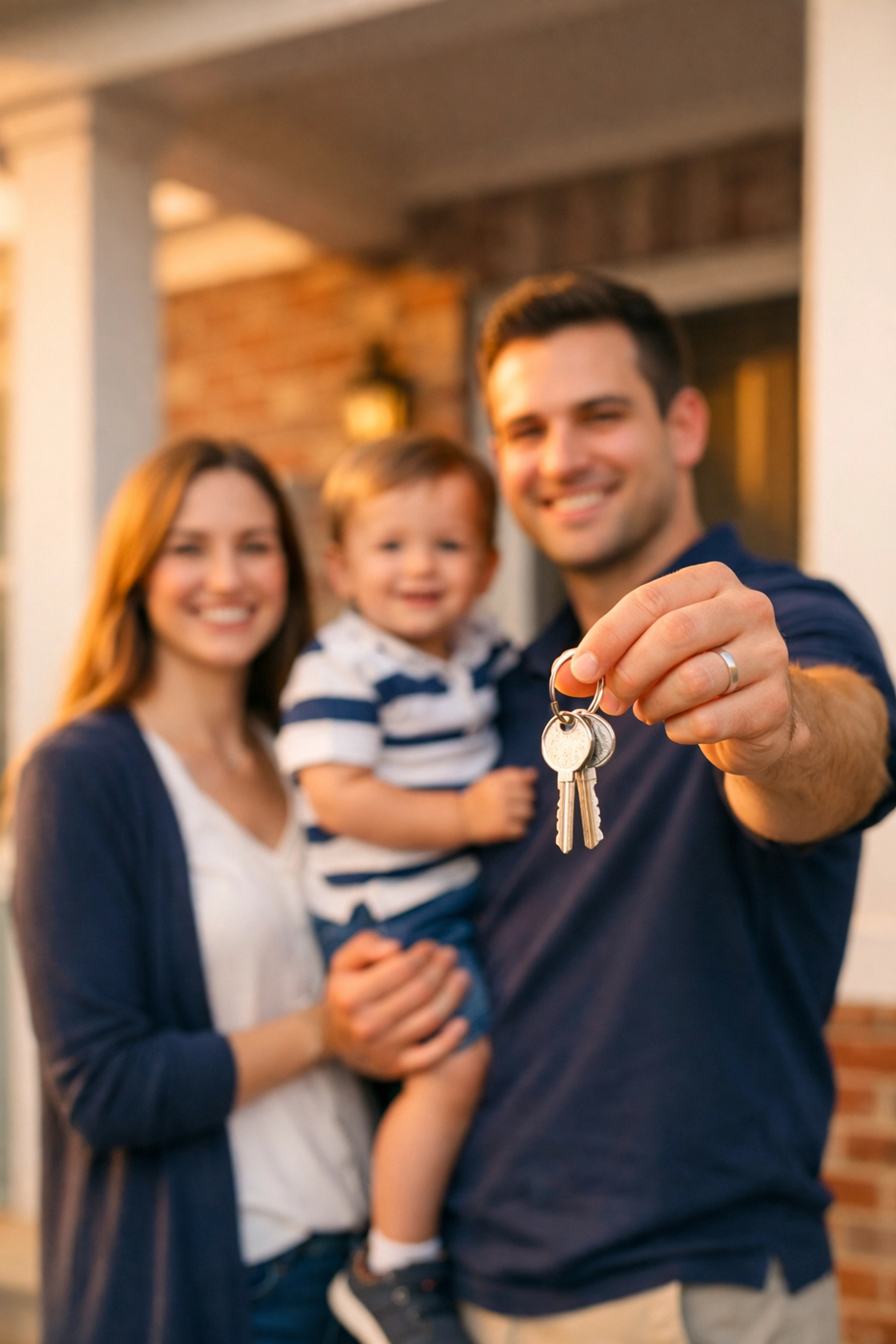 A happy Texas family achieving home ownership through successful credit building efforts.