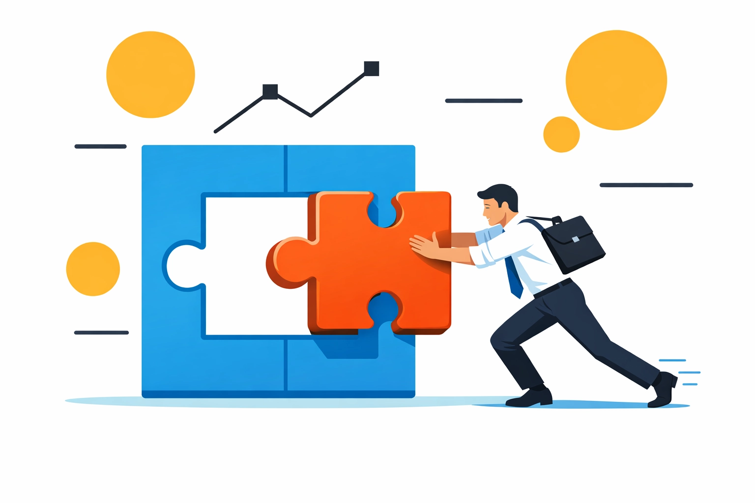 Professional fitting a puzzle piece to represent an efficient, simple instructional design strategy.