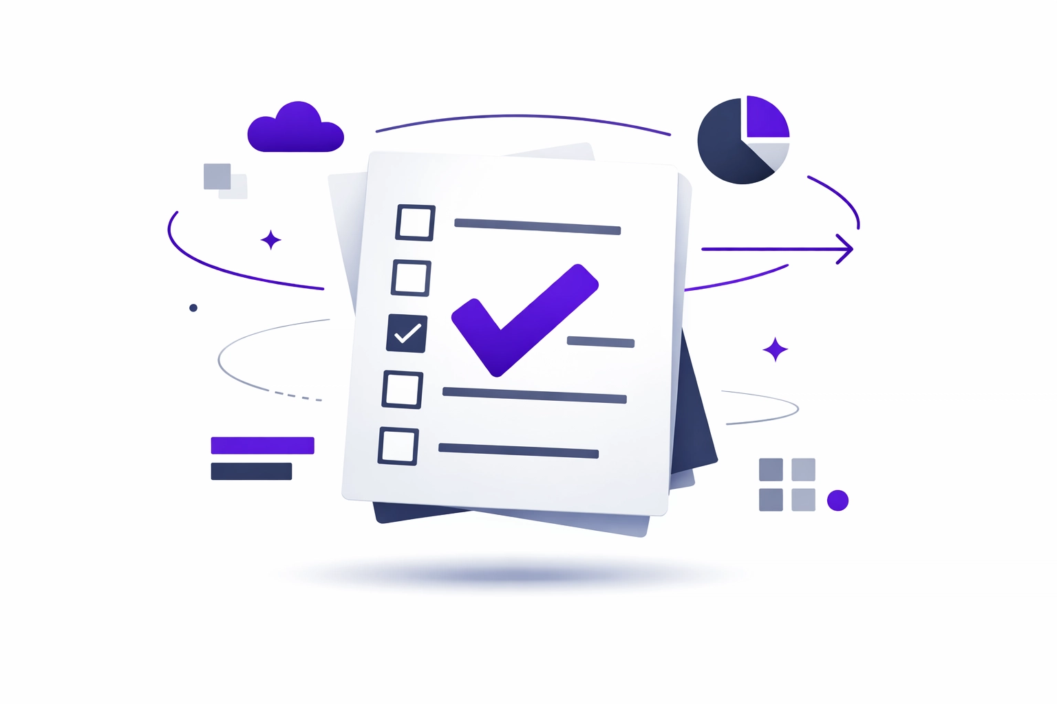 A purple digital checklist showing completed payroll system updates for 2026 tax law compliance.
