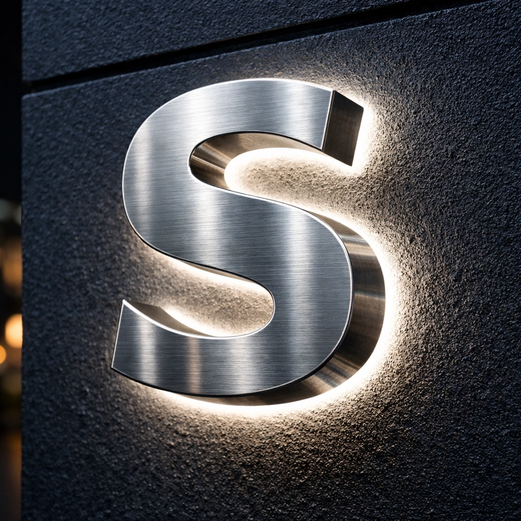 Elegant halo-lit reverse channel letter sign with white LED lighting for a DFW boutique storefront.