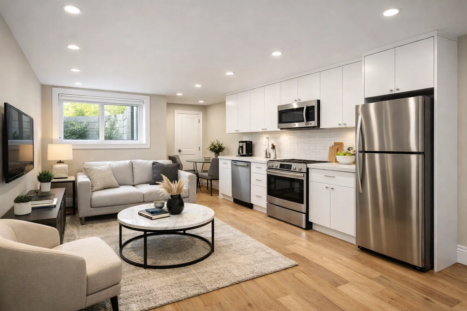 Modern legal basement apartment in Richmond Hill, highlighting secondary suite potential for real estate investors.