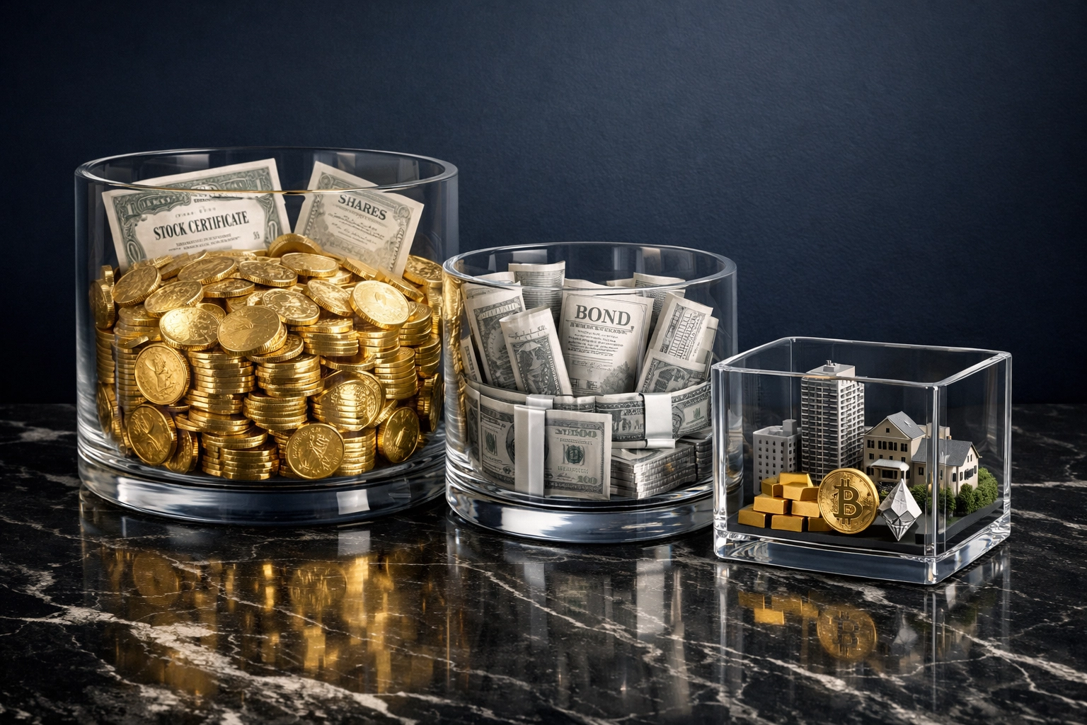 40/30/30 portfolio framework showing three asset classes: equities, bonds, and alternative investments