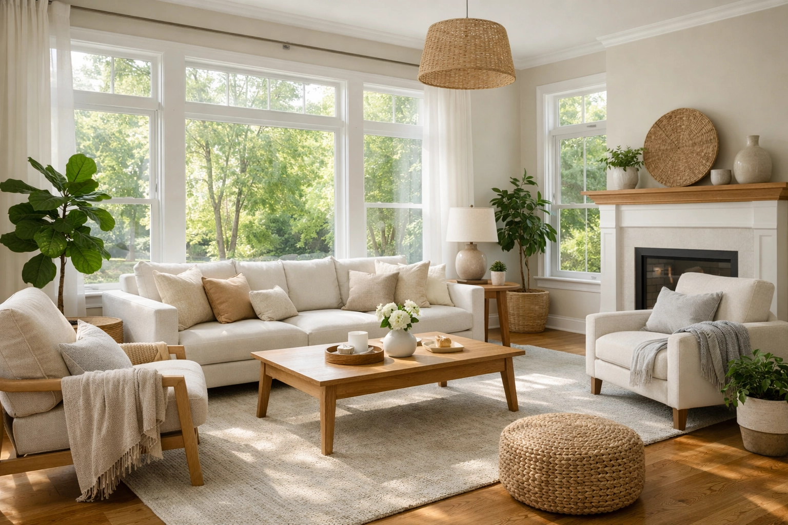 Spacious Sunlit Living Room in a Triad Home