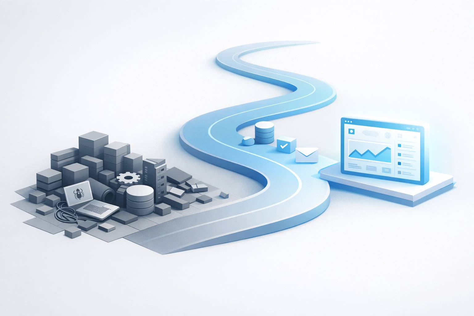 CRM migration journey from cluttered technical debt to streamlined revenue operations dashboard