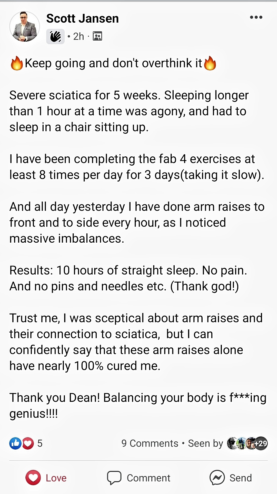 Balancing exercises lead to pain-free sleep