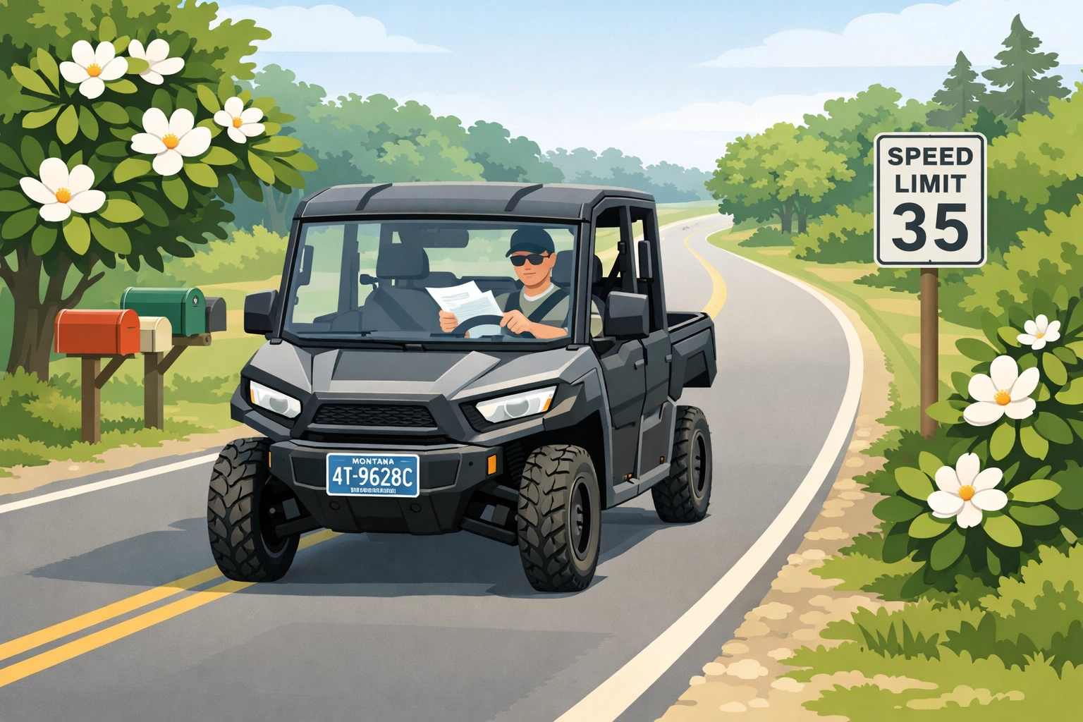 UTV with out-of-state registration driving on Mississippi county road