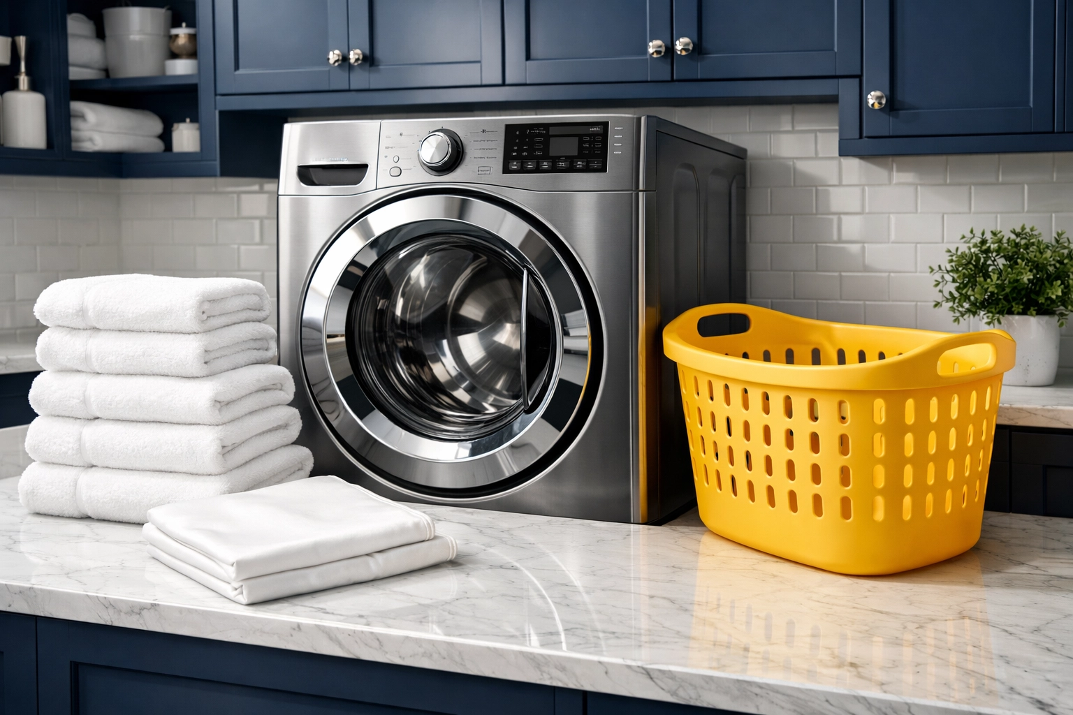Washing a shower liner with white towels in a modern laundry room for a deep clean.