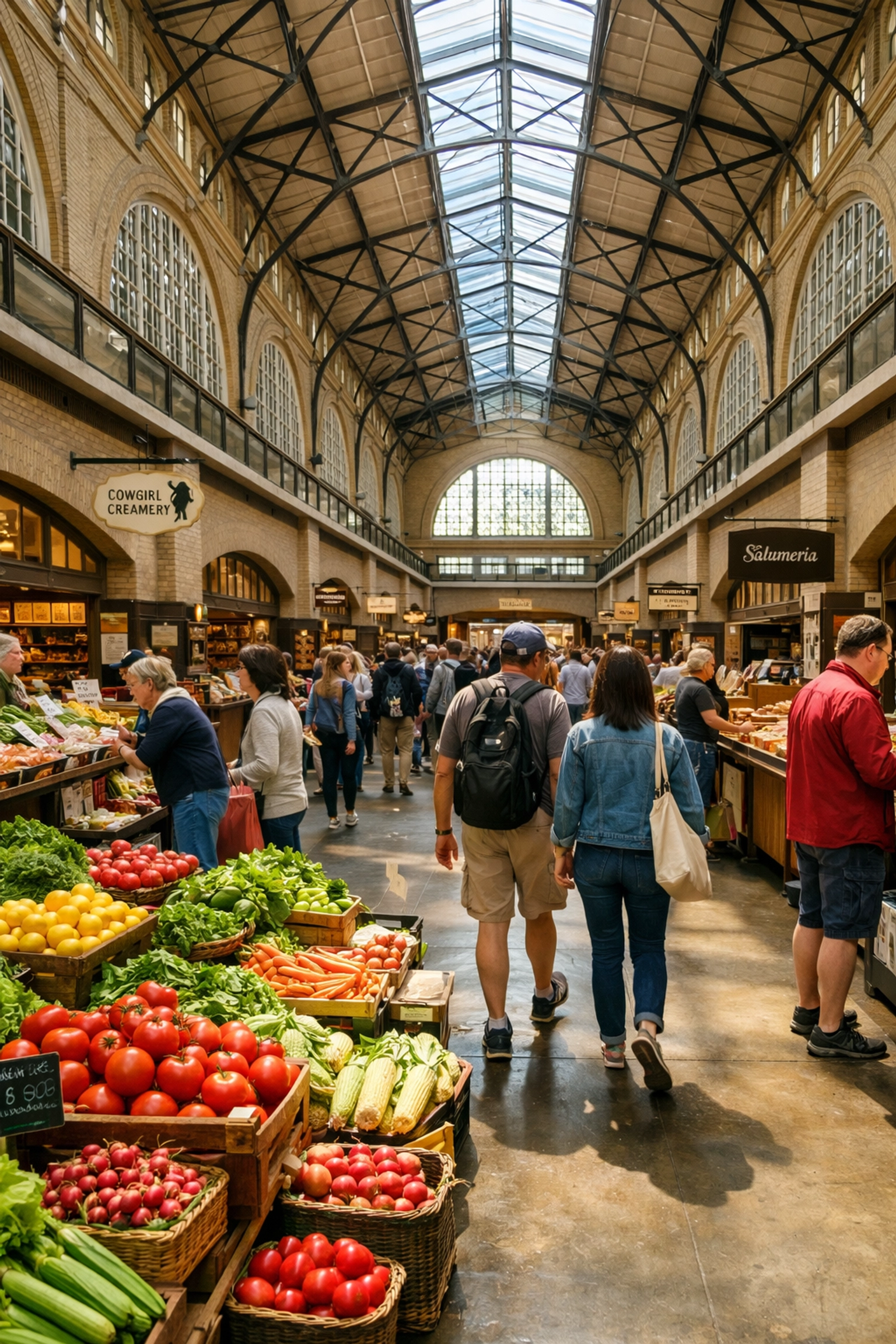 Ferry Building Marketplace interior showing artisan vendors and farmers market in San Francisco