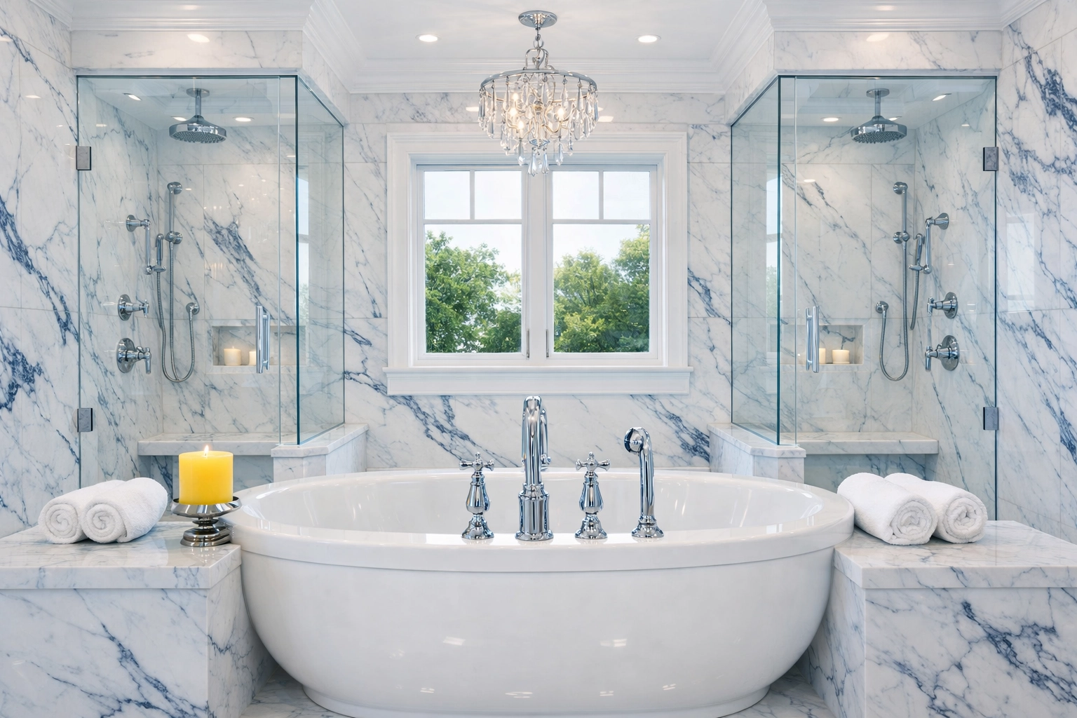 Deep cleaning services near me results in a sparkling clean luxury master bathroom.