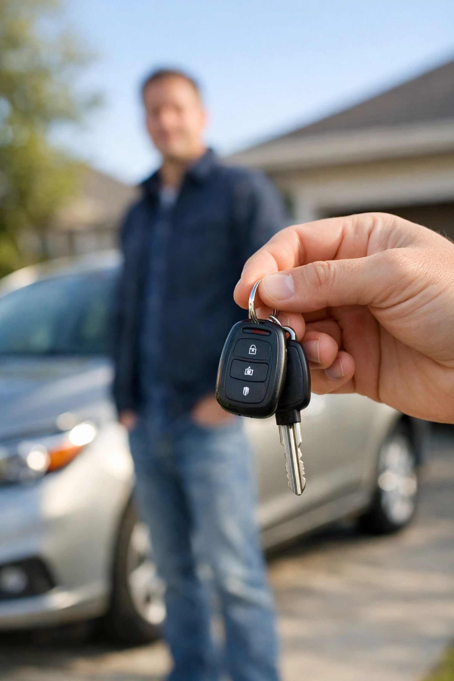 Holding car keys after using a fast cash advance in Canada to cover urgent vehicle repairs.