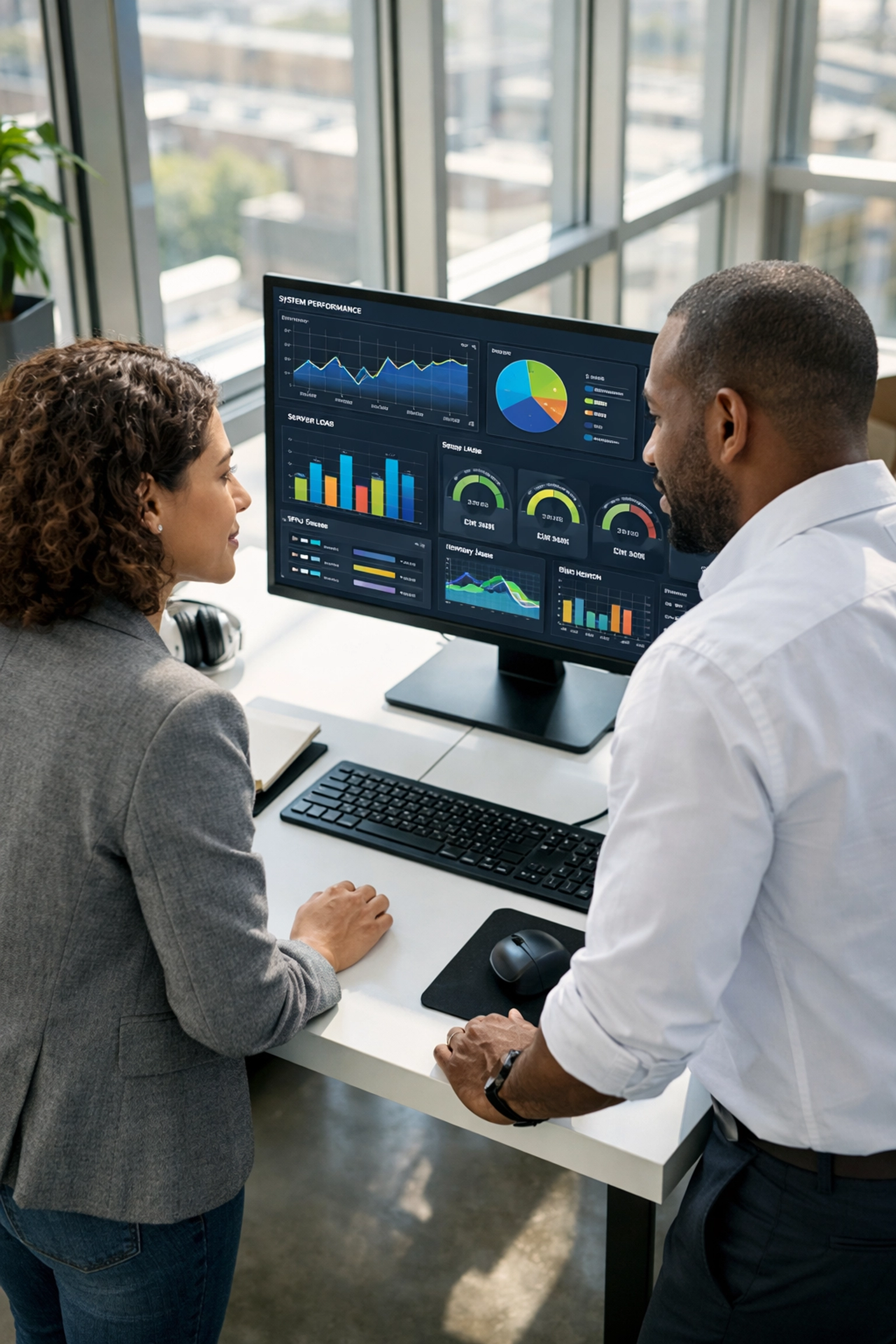 IT professionals reviewing ServiceNow ITOM and ITAM metrics on a screen to reduce license costs.