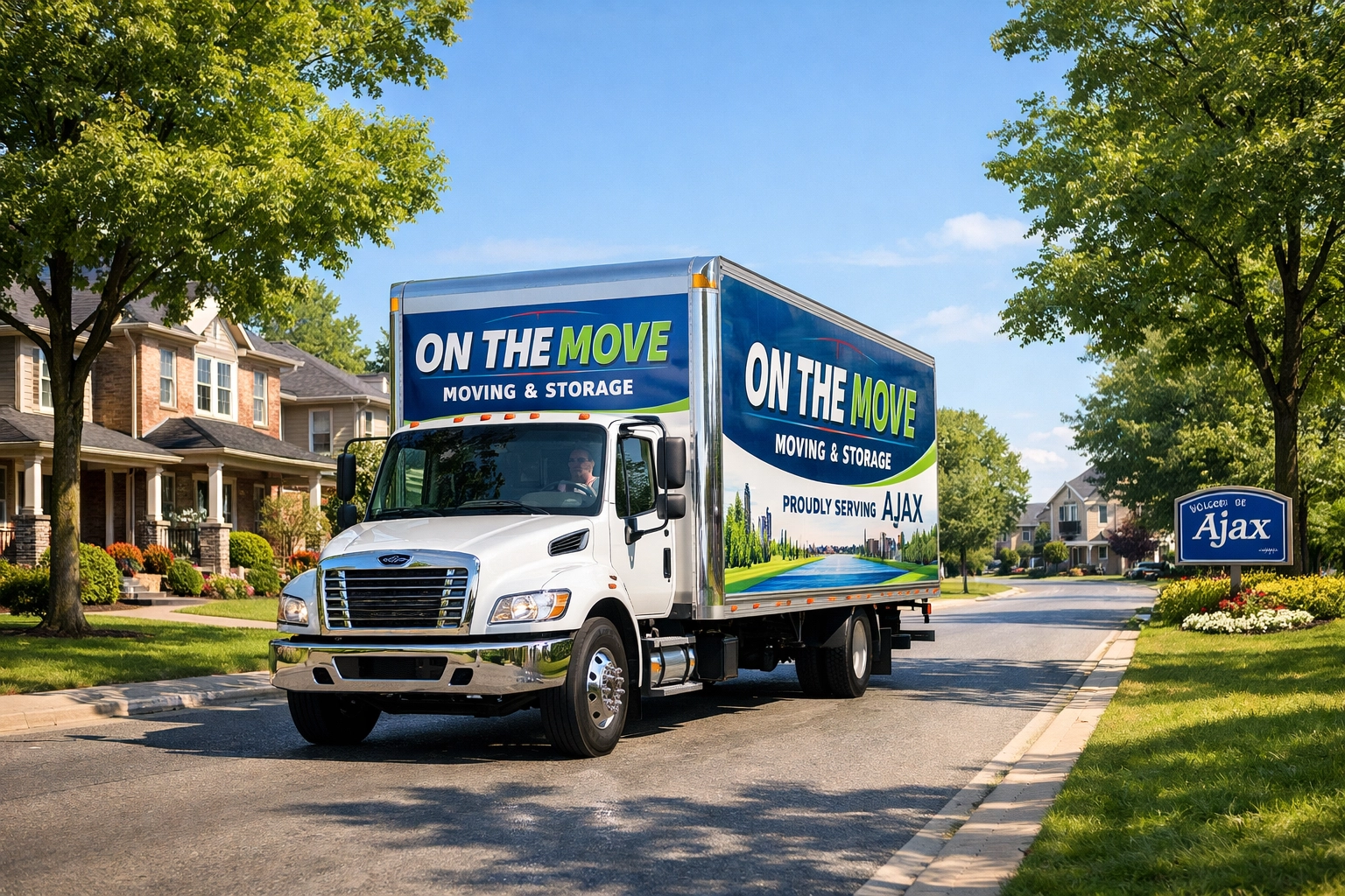 On The Move Moving & Junk Removal truck providing local junk hauling services in Ajax.