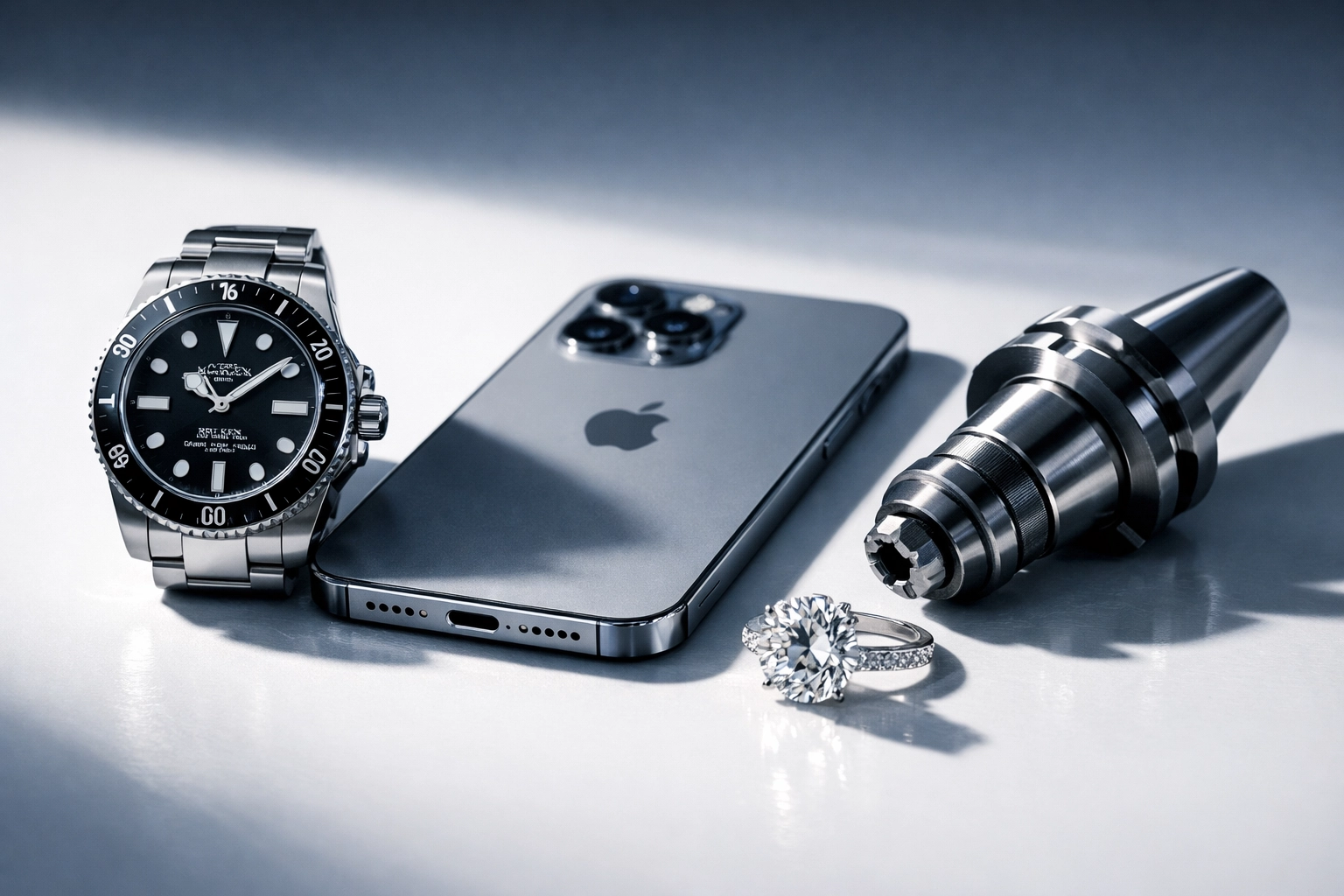 High-value items including watch, smartphone, and jewelry requiring shipping insurance