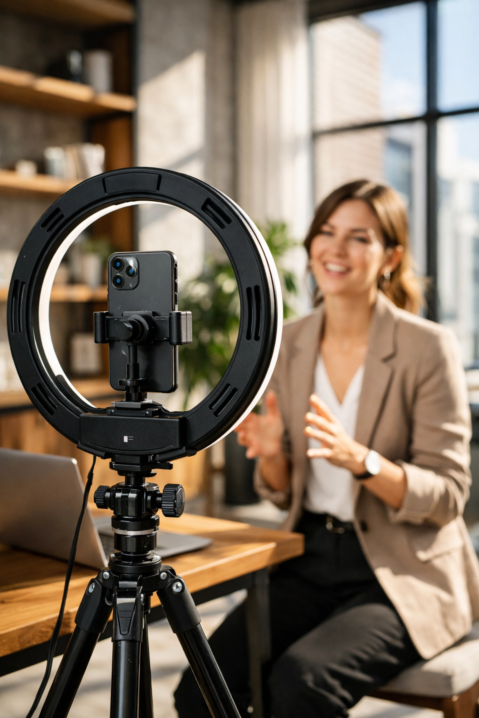 Professional creator filming mobile-first content for high-efficiency sports media advertising campaigns.