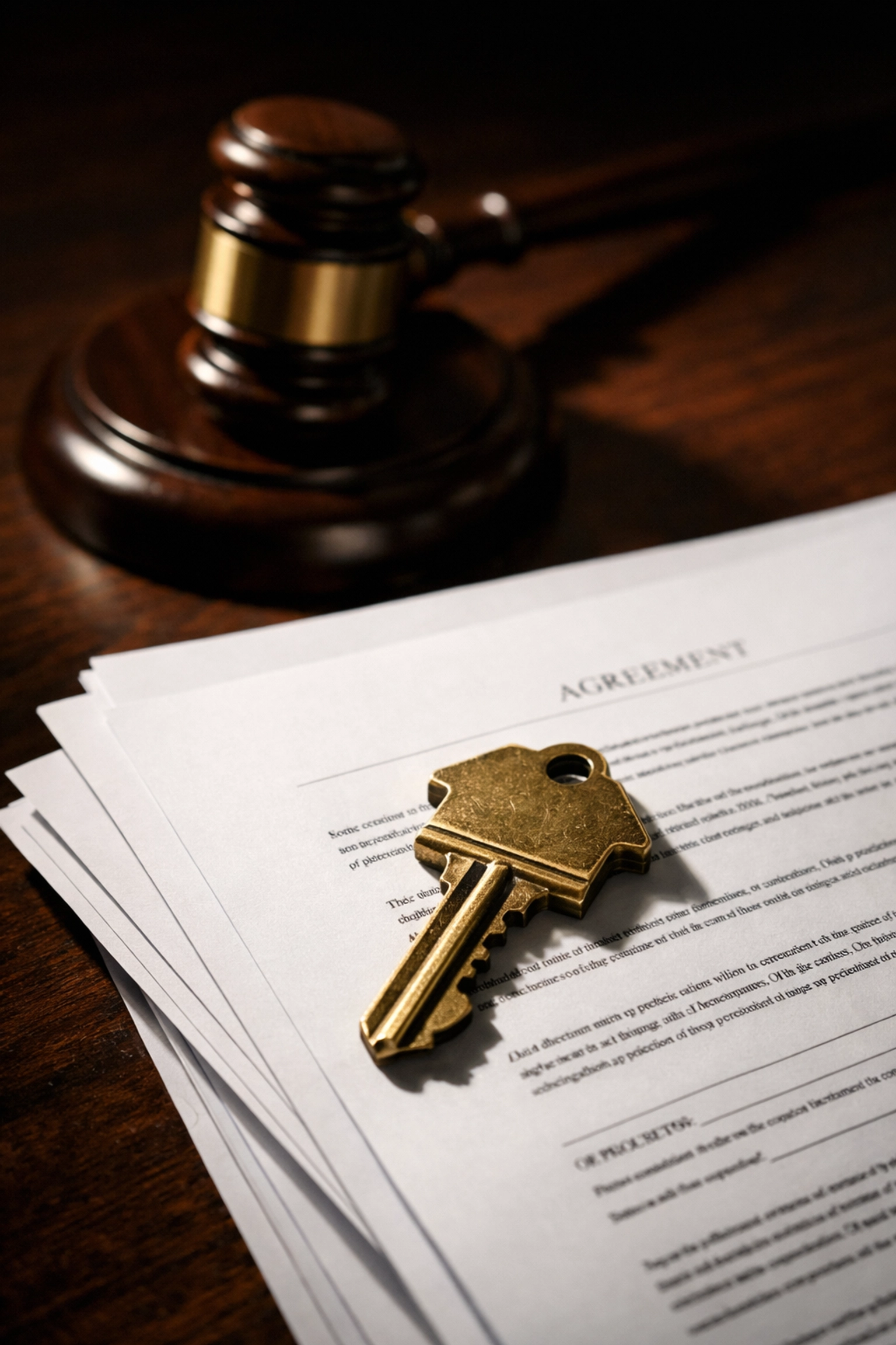 House key on legal documents with a gavel representing Renters' Rights Act changes for landlords.