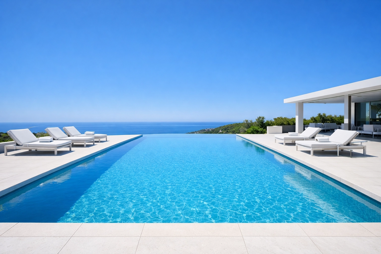 Luxury residential swimming pool representing the high-value assets managed by a specialist pool route broker.