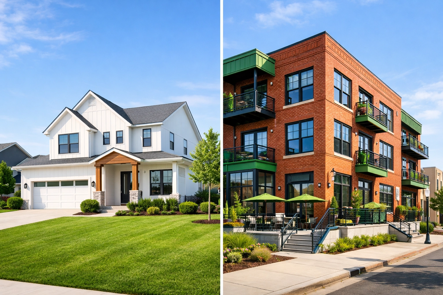 Modern single-family home in OKC suburbs and renovated multi-family rental property in Tulsa Oklahoma.