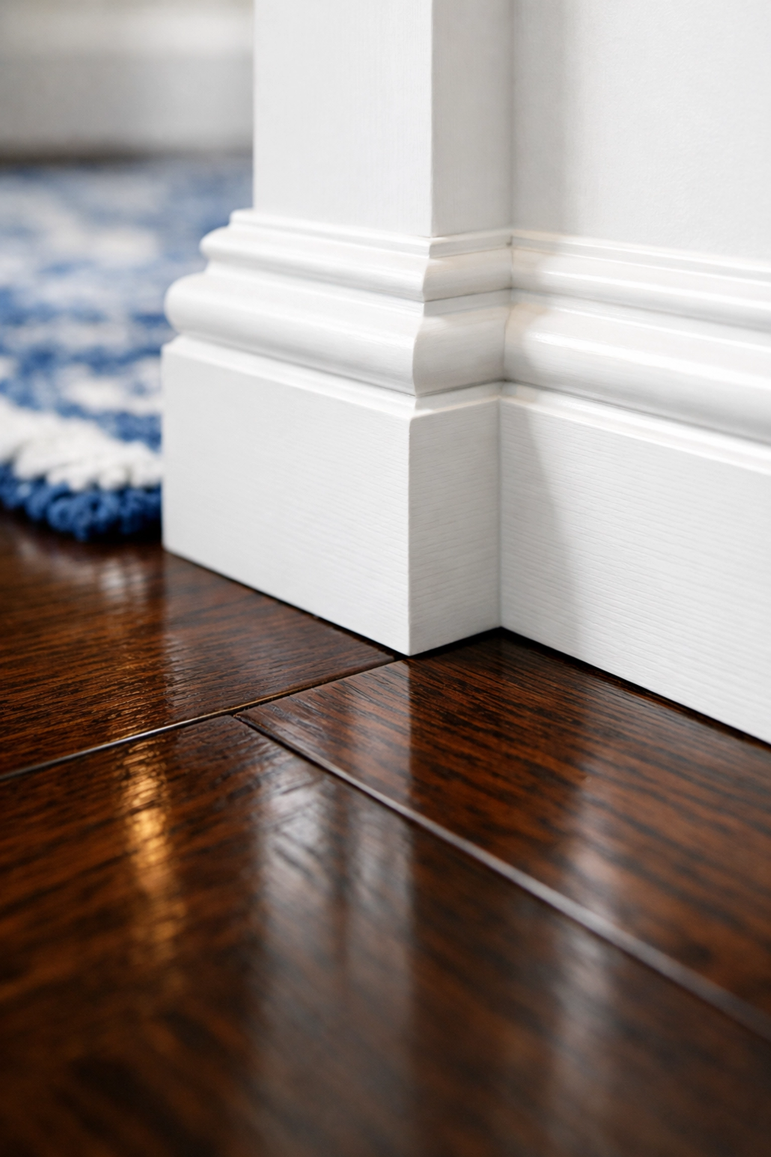 Detailed residential cleaning Massachusetts focusing on dust-free baseboards and hardwood floors.