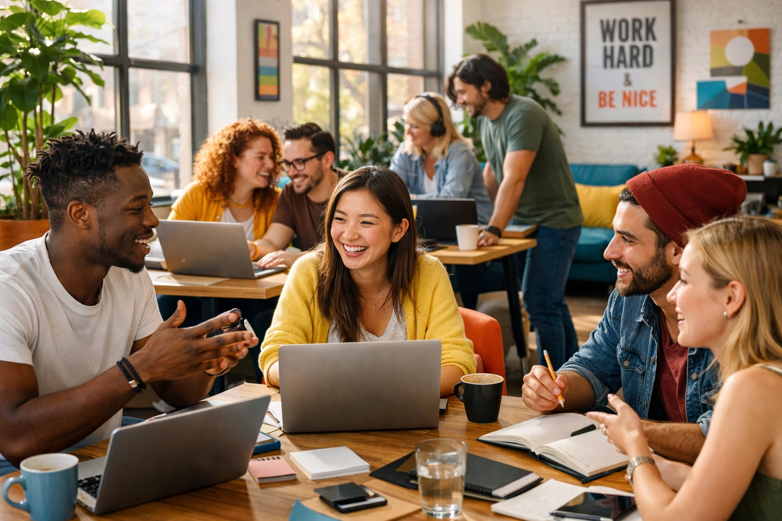 Digital nomads collaborating at coworking space in Puerto Vallarta