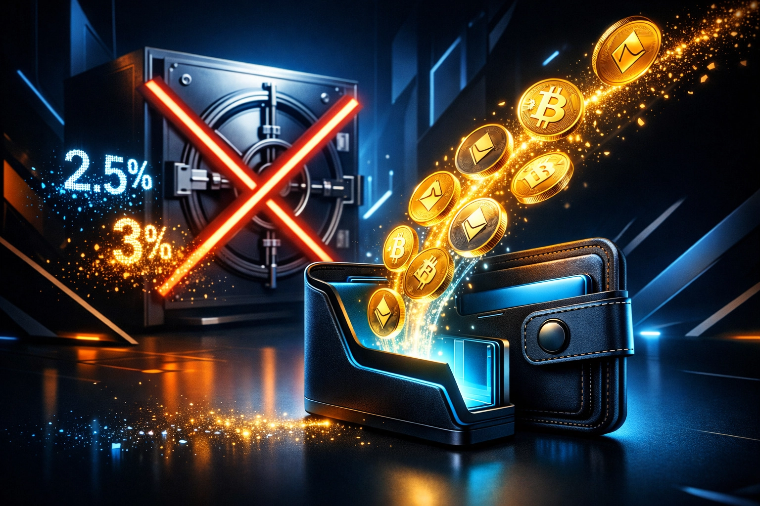 Crypto payments flowing directly to self-custody wallet bypassing intermediary processors and fees