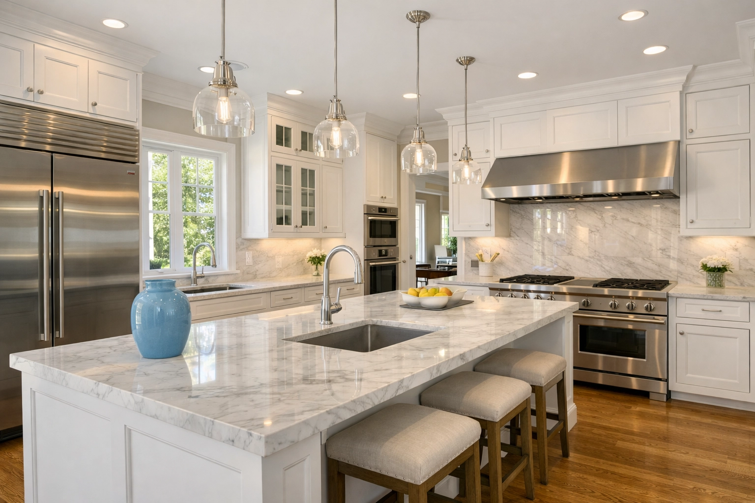 Sparkling kitchen after a move-out cleaning Needham MA to help renters get their deposit back.