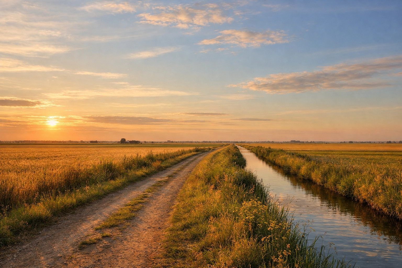 Flat Fenland landscape with big skies in Cambridgeshire