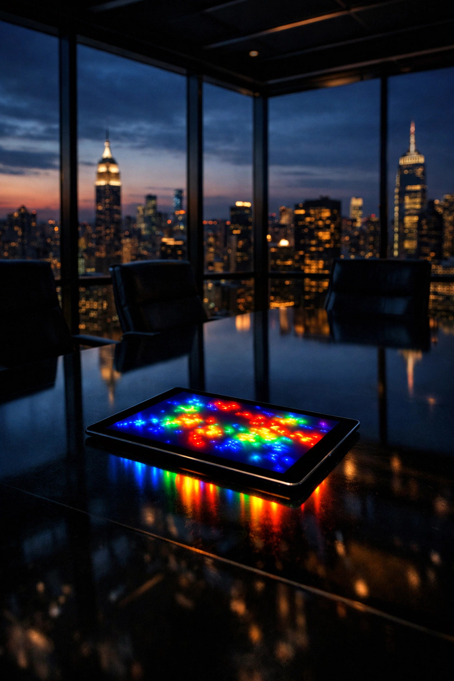 Data-driven sports marketing strategy displayed on a tablet in a modern corporate boardroom.