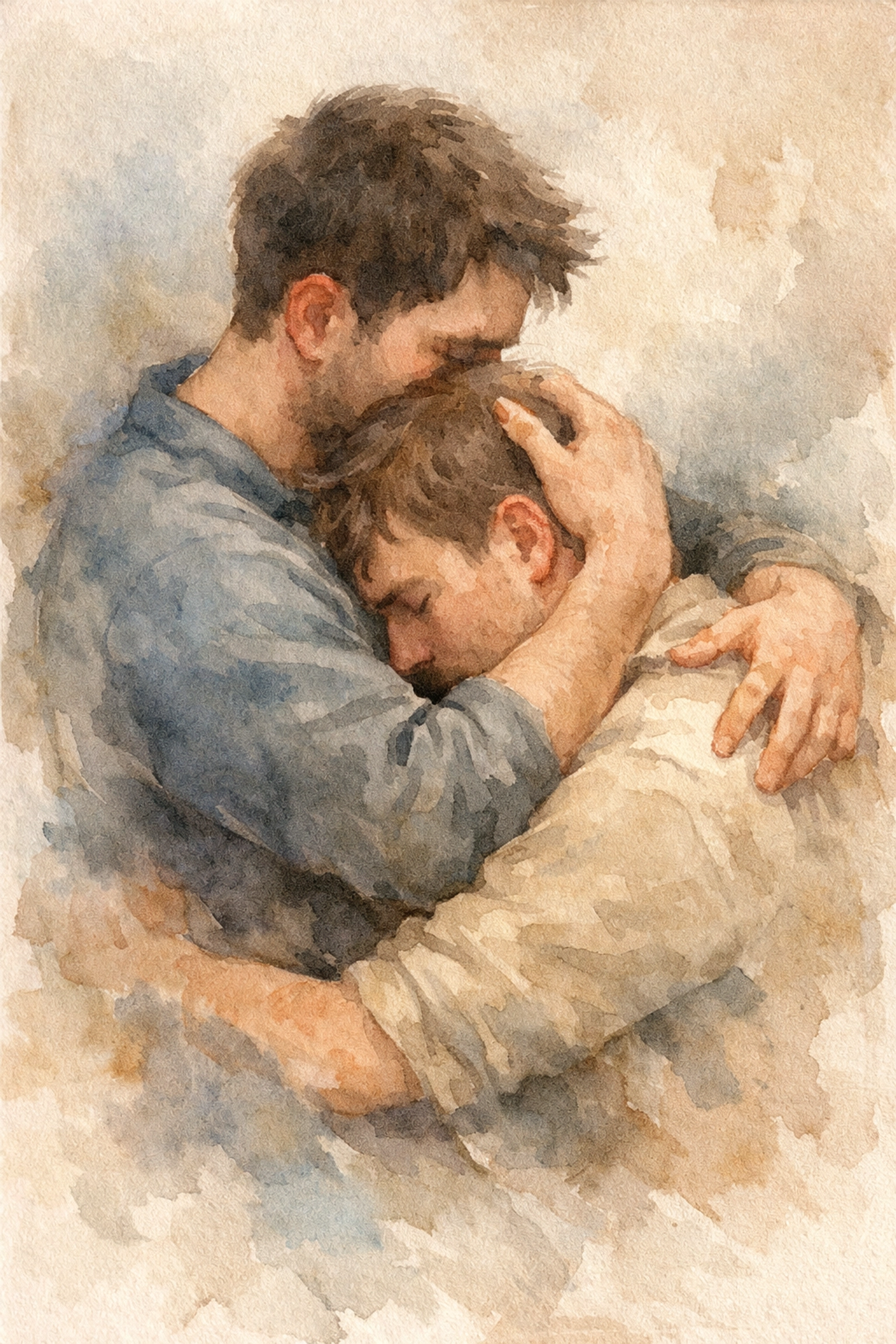 Two men embracing showing emotional depth of MM romance and gay fiction relationships