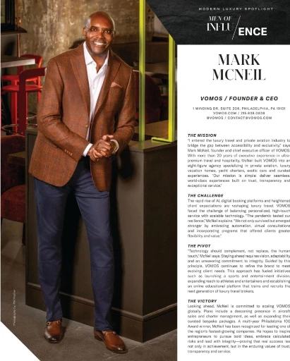 VOMOS Founder and CEO Business leader stands confidently in upscale, modern interior