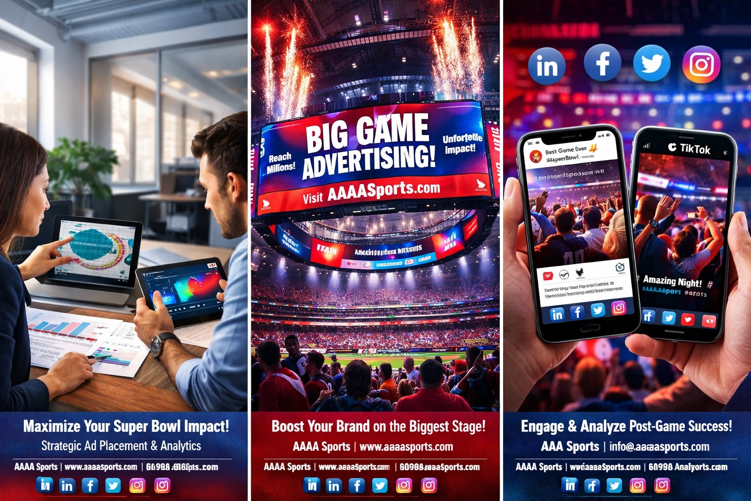 Three-phase Super Bowl marketing strategy from pre-game planning to game day to post-game social media