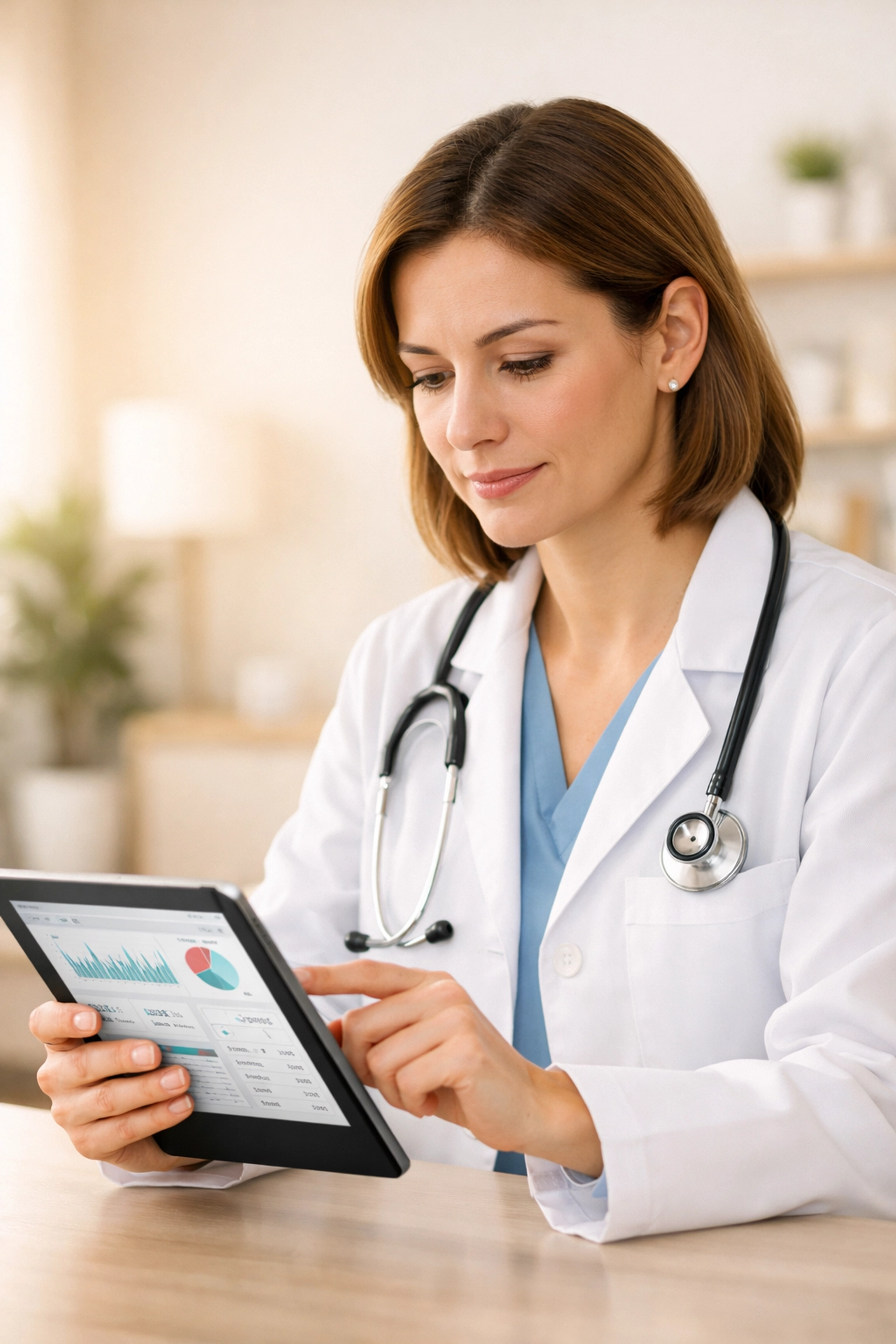 Medical provider reviewing patient health data for supervised weight loss program