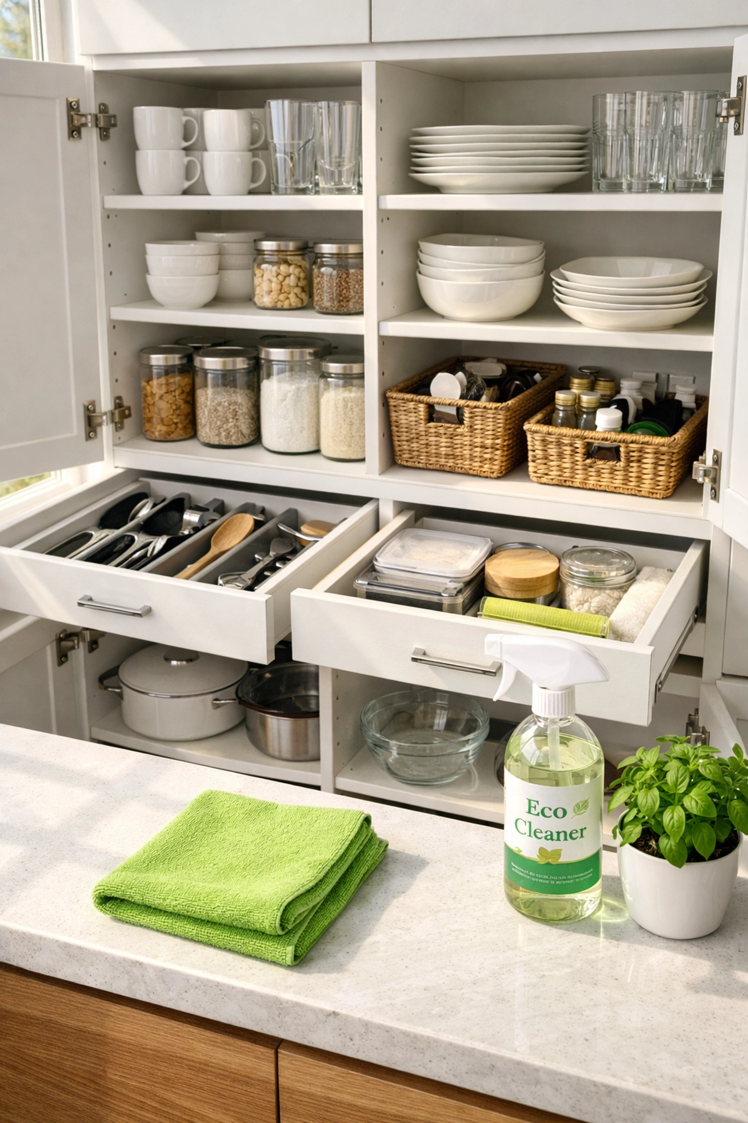 Clean kitchen cupboards and drawers for tenancy deposit inspection