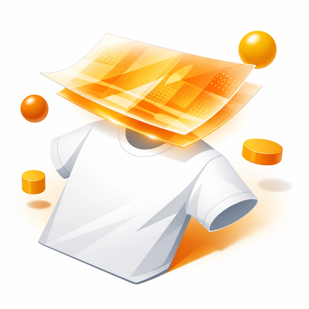 Visualizing the DTF and DTG garment printing process onto a t-shirt substrate for production.