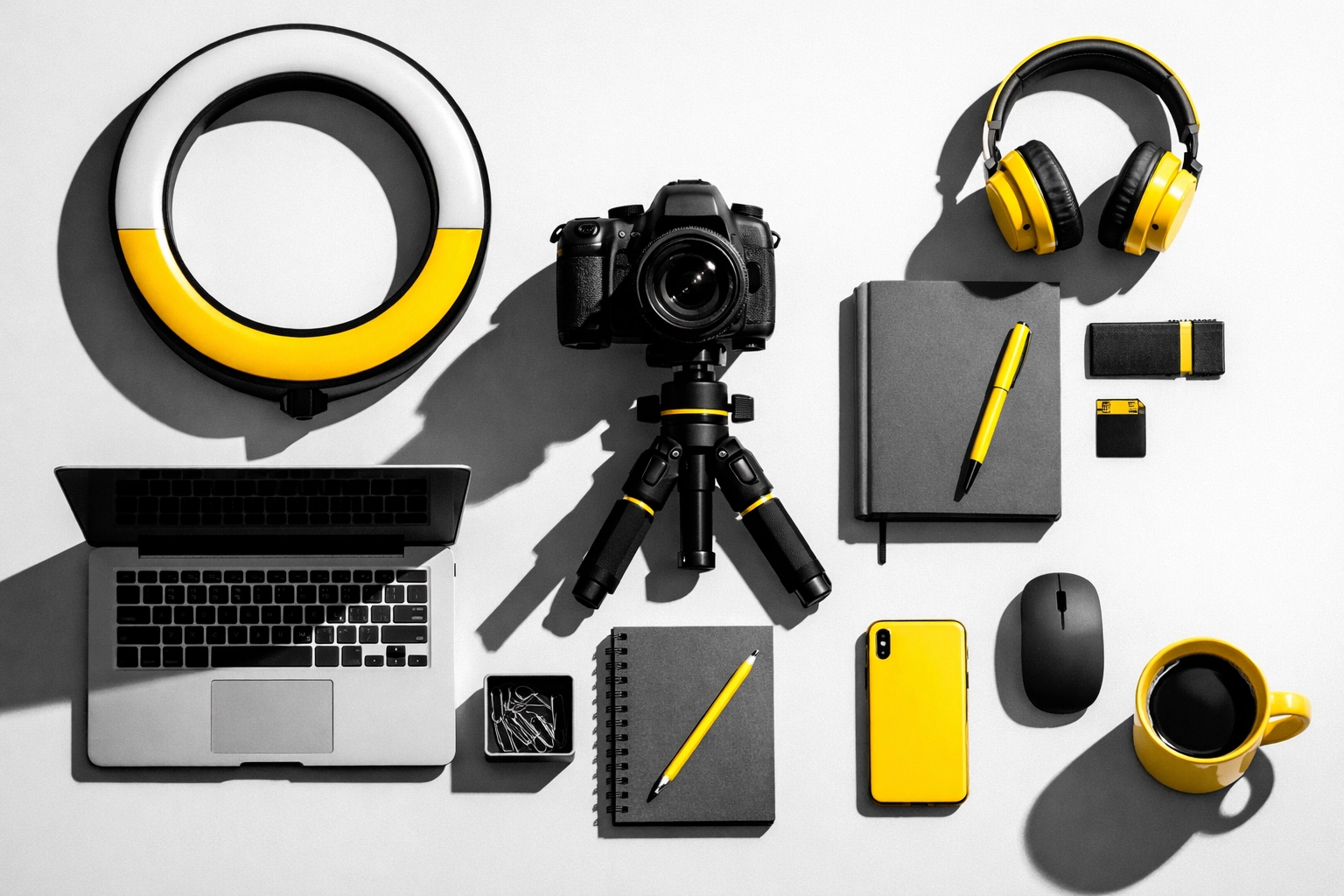 Professional content creation setup for batching social media marketing in one day