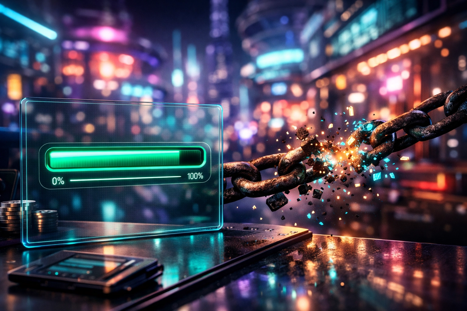 Metaverse shopping interface showing Larecoin.ai breaking legacy fee chains for efficient crypto payments.