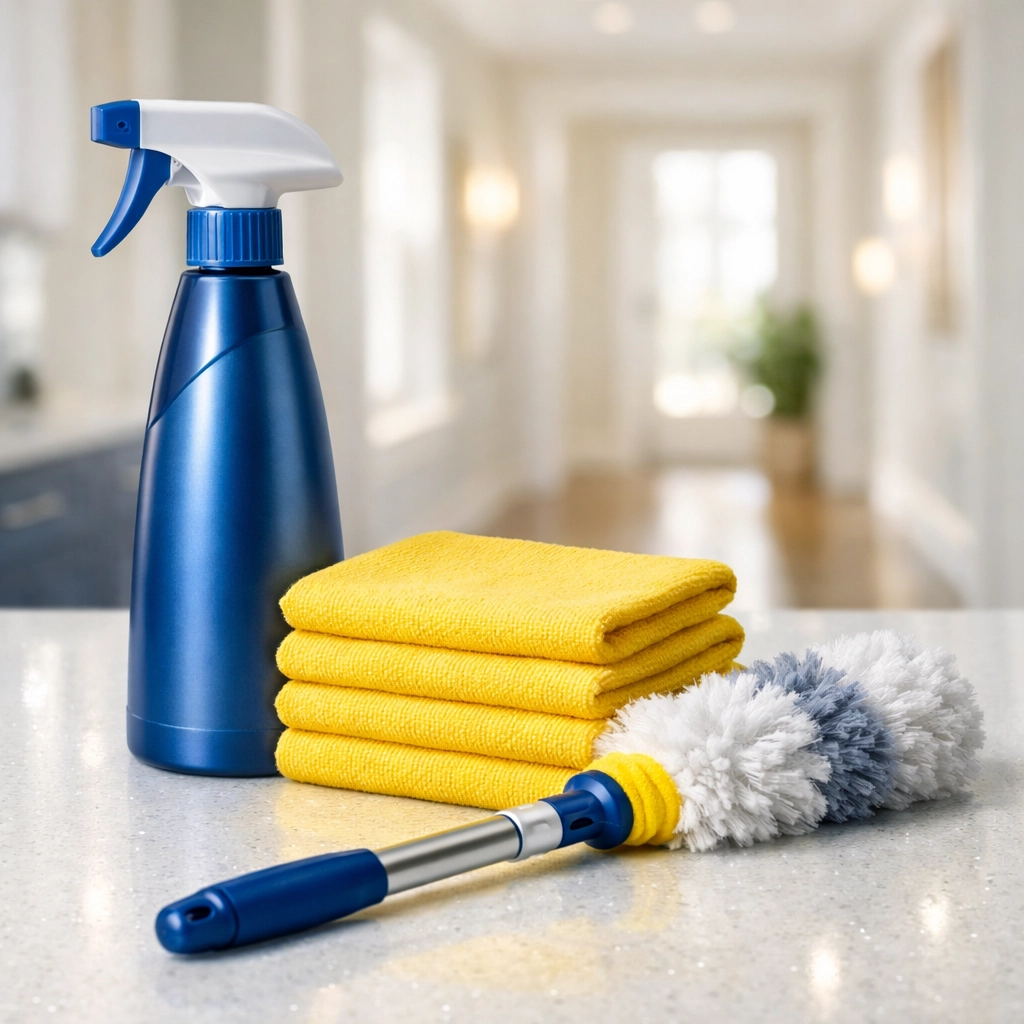 Eco-friendly cleaning tools prepared for a comprehensive Deep Cleaning in Wellesley MA.