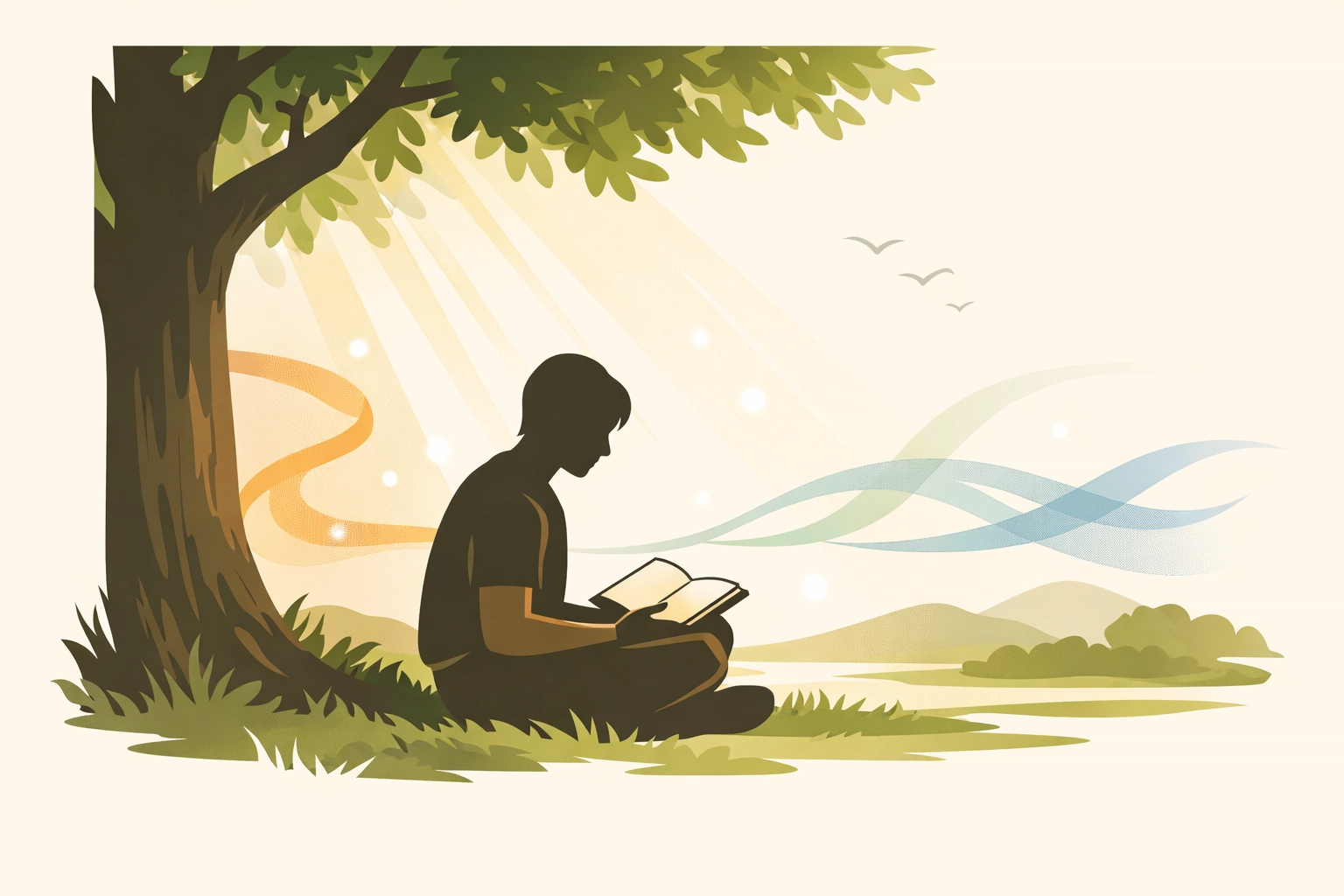 Person journaling and praying under tree to process church hurt and grief