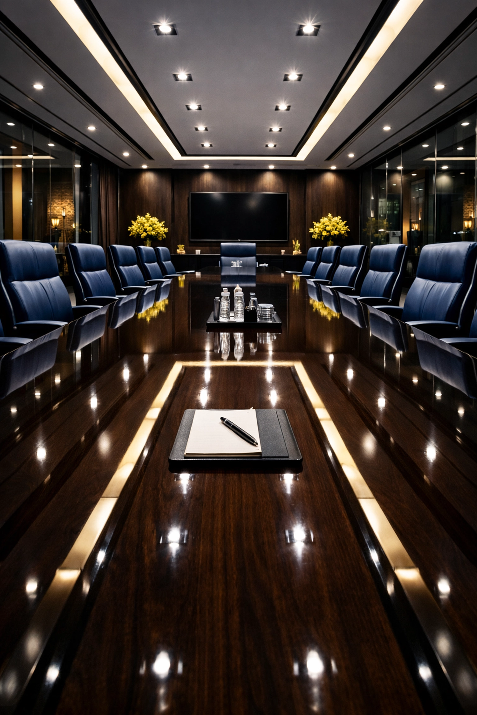 Spotless executive boardroom in Wayland with a polished conference table and streak-free glass walls.