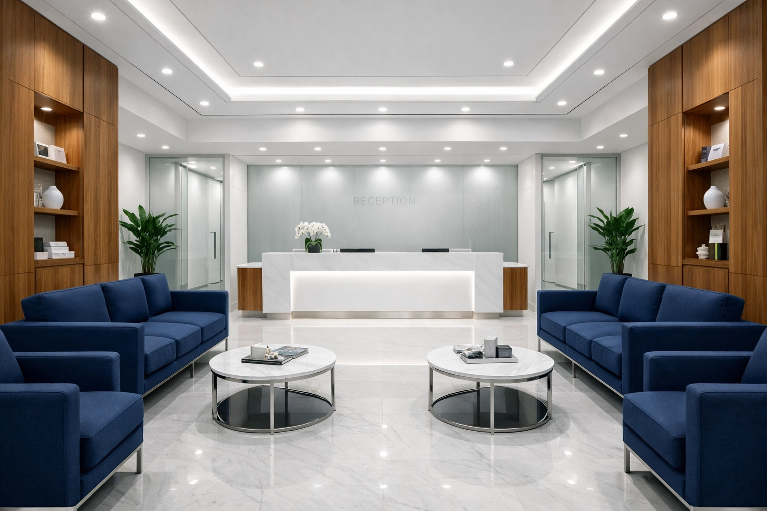 Pristine and sanitized medical clinic waiting area in Stoughton, Massachusetts.